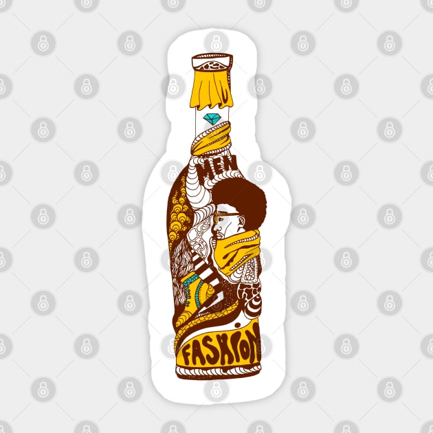 Mustard Brown Fashion In A Bottle Sticker by kenallouis